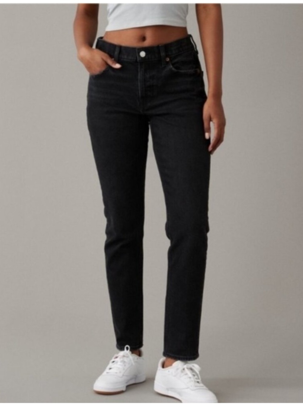 American Eagle 90s Skinny Jeans Black Charcoal Size 4 Short NWT
